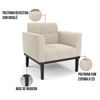 Poltrona Sala Base Madeira Fixa Pto Kit 2 Elisa Bouclê Bege D03 - D'rossi - 5