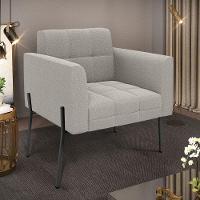 Poltrona Sala De Estar Pé De Ferro Preto Elisa Bouclê Cinza D03 - D'rossi - 6