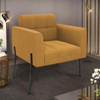 Poltrona Sala De Estar Pé De Ferro Preto Elisa Bouclê Mostarda D03 - D'rossi - 6