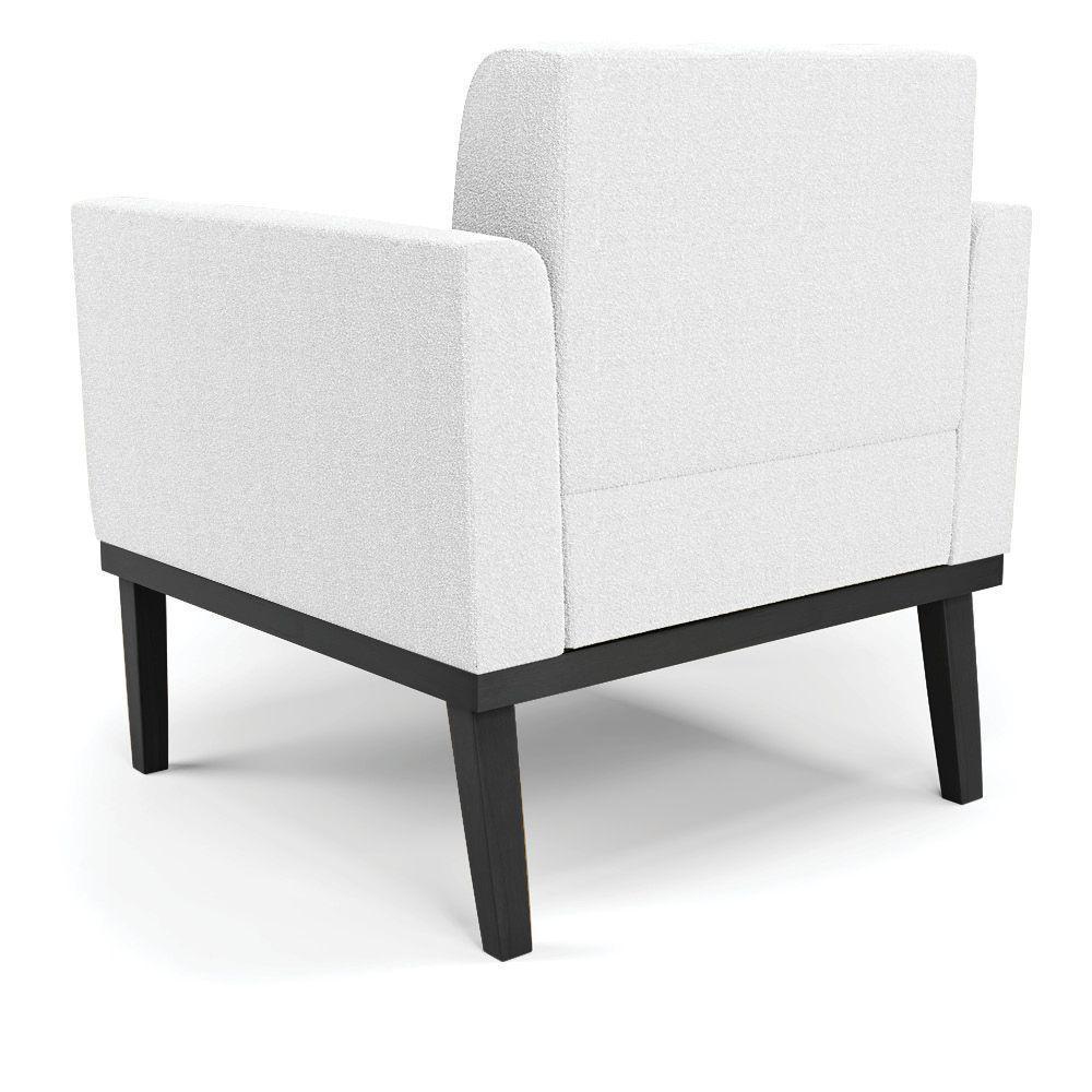 Poltrona Para Sala Base Madeira Fixa Preto Elisa Bouclê D03 - D'rossi Cor Off White - 4