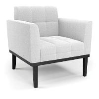 Poltrona Para Sala Base Madeira Fixa Preto Elisa Bouclê D03 - D'rossi Cor Off White - 1