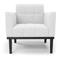 Poltrona Para Sala Base Madeira Fixa Preto Elisa Bouclê D03 - D'rossi Cor Off White - 3