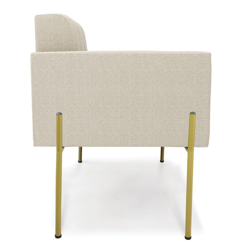 Poltrona Sala De Estar Pé De Ferro Dourado Elisa Bouclê D03 - D'rossi Cor Off White - 6