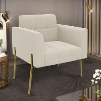 Poltrona Sala De Estar Pé De Ferro Dourado Elisa Bouclê D03 - D'rossi Cor Off White - 5