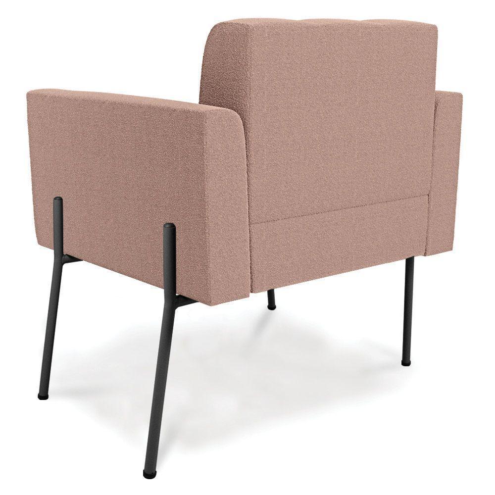 Poltrona Sala De Estar Pé De Ferro Preto Elisa Bouclê Rosê D03 - D'rossi - 2