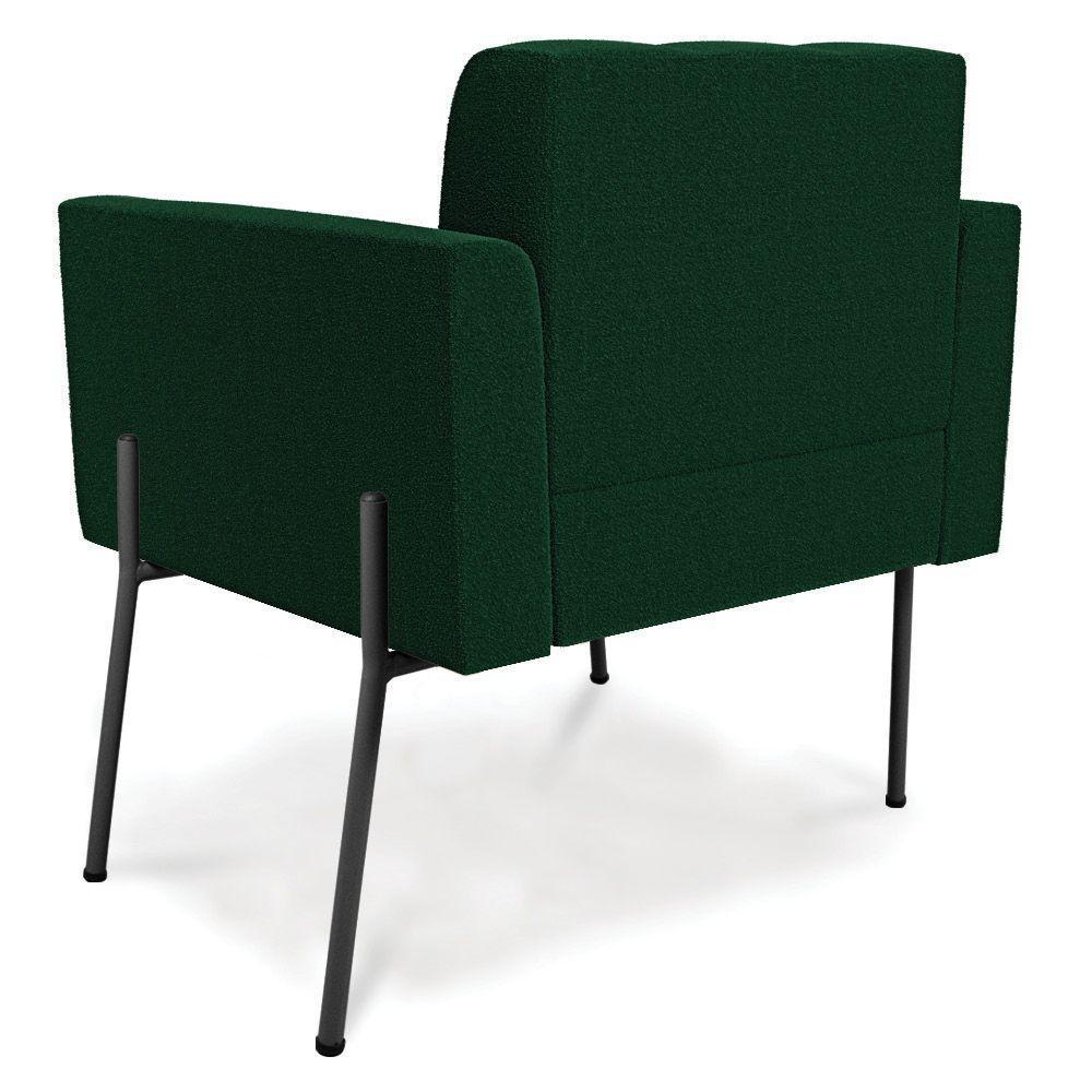 Poltrona Sala De Estar Pé De Ferro Preto Elisa Bouclê Verde D03 - D'rossi - 2