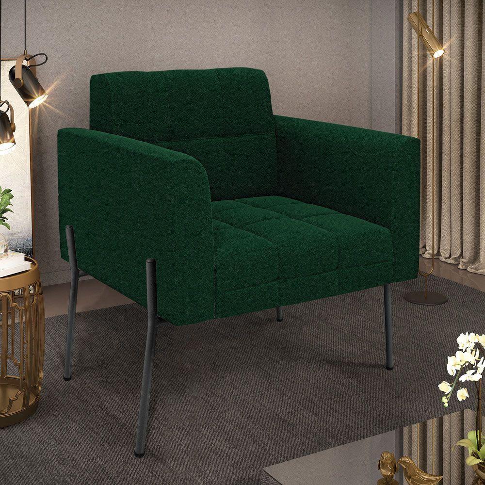 Poltrona Sala De Estar Pé De Ferro Preto Elisa Bouclê Verde D03 - D'rossi - 6