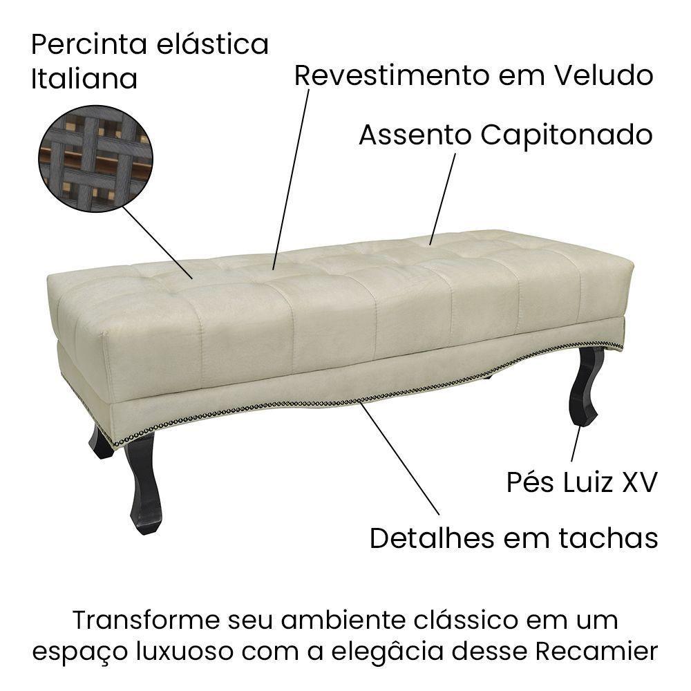 Cabeceira Cama Box King 195cm e Recamier Vicenza Veludo S04 Cor Bege - 3