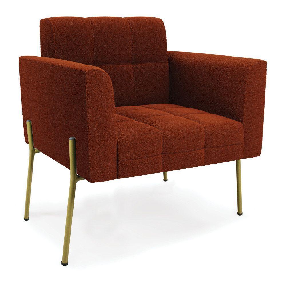 Poltrona Estar Pé Ferro Dourado Kit 2 Elisa Bouclê Terra D03 - D'rossi - 3