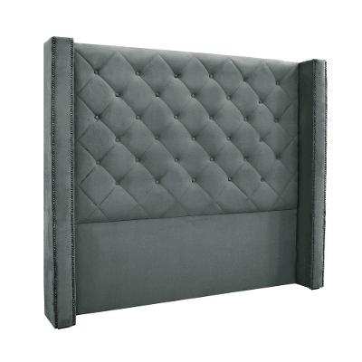 Cabeceira Cama Box King 195cm e Recamier Vicenza Veludo S04 Cor Cinza