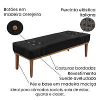 Cabeceira Cama Box Solteiro 90cm e Recamier Gênova Suede Preto S04 - D'rossi - 3