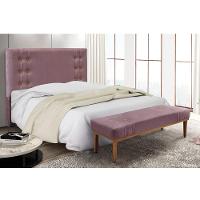 Cabeceira Cama Box Casal 140cm e Recamier Gênova Veludo S04 Cor Uva - 5
