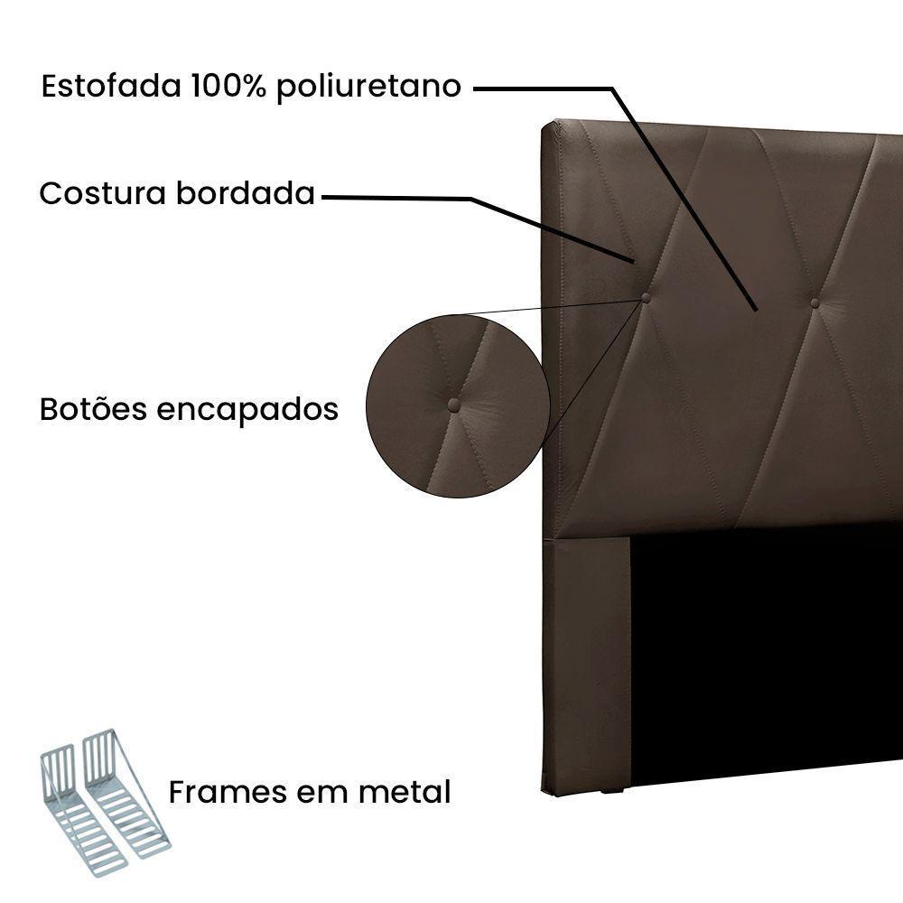 Cabeceira Cama Box Casal 140 Cm Aquilla Veludo S04 Cor Marrom - 3