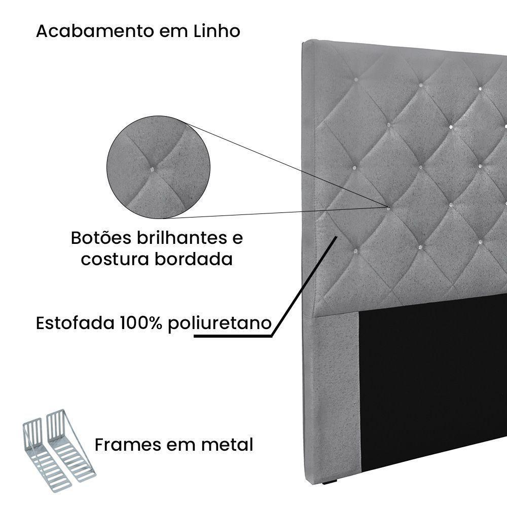 Cabeceira Cama Box Queen 160 Cm Tania Linho S04 Cor Cinza - 3