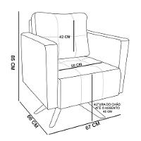 Poltrona Giratória Livia Suede Cinza Base De Madeira Ma30 - D'rossi
