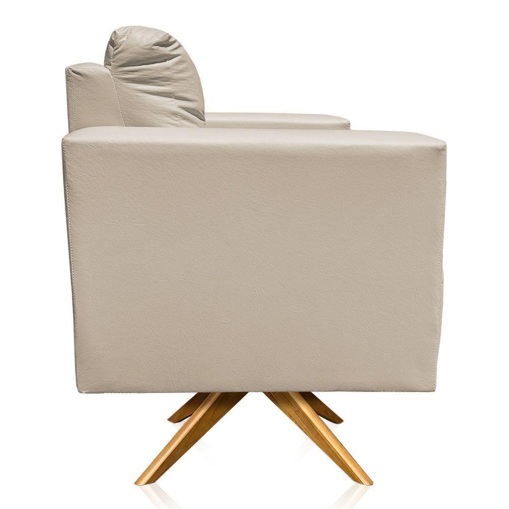 Poltrona Giratória Livia Corino Bege Base De Madeira Ma30 - D'rossi - 2