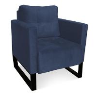 Poltrona Livia Suede Azul Marinho Base Industrial Preto - D'rossi - 1