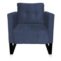 Poltrona Livia Suede Azul Marinho Base Industrial Preto - D'rossi - 3