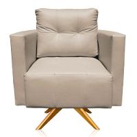 Kit 2 Poltronas Giratória Livia Corino Bege Base De Madeira Ma30 - D'rossi