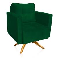 Kit 2 Poltronas Giratória Livia Suede Verde Base De Madeira Ma30 - D'rossi - 3