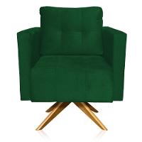 Kit 2 Poltronas Giratória Livia Suede Verde Base De Madeira Ma30 - D'rossi