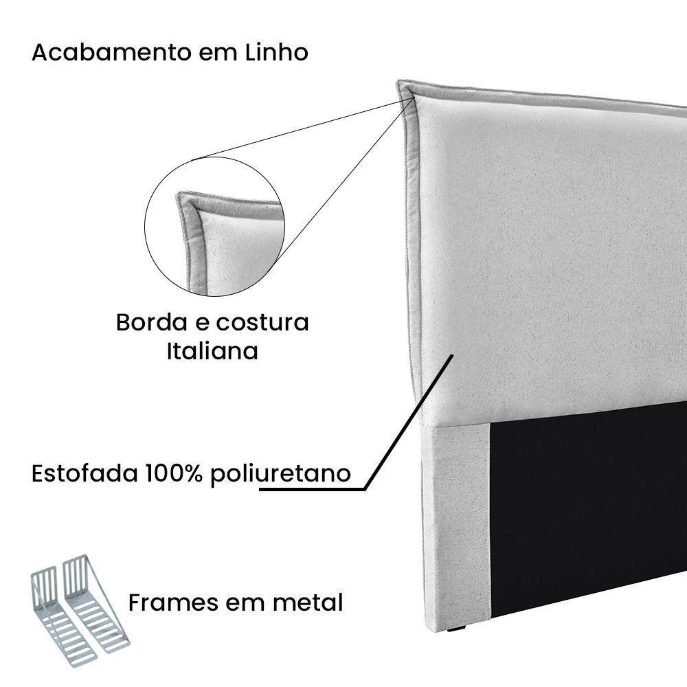 Cabeceira Cama Box Solteiro 90 Cm Garden Linho S04 Cor Grigio - 3