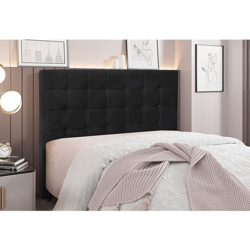 Cabeceira Cama Box King 195 Cm Verona Veludo S04 Cor Preto - 4