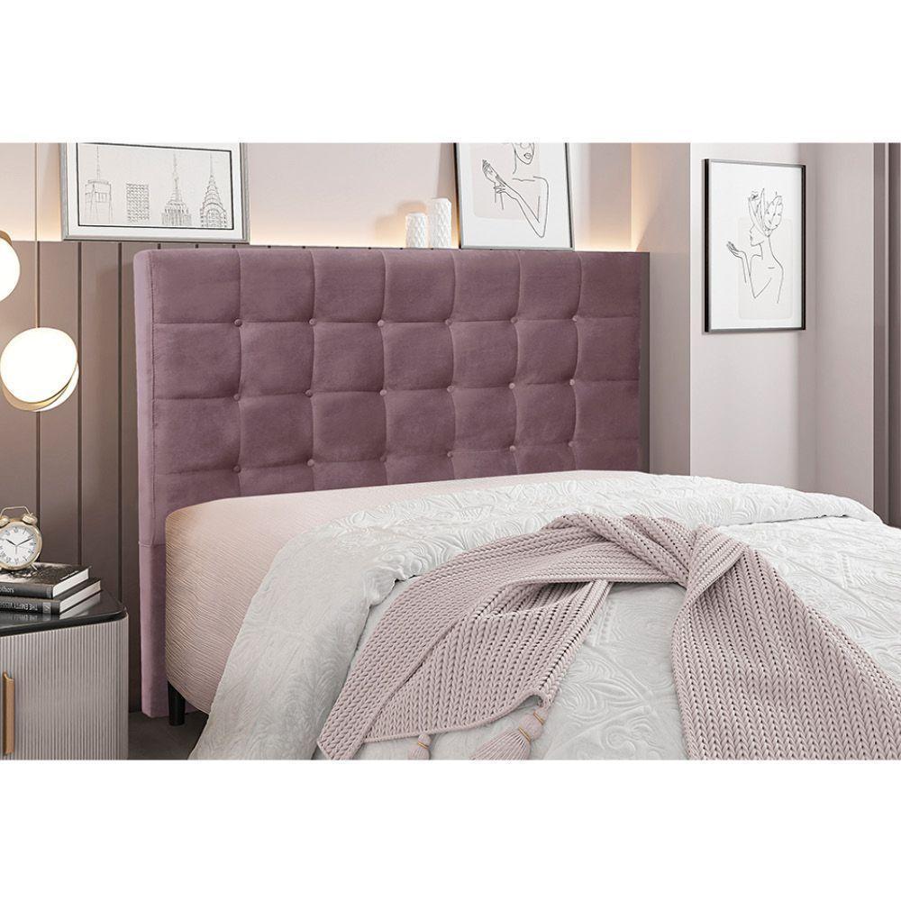Cabeceira Cama Box Solteiro 90 Cm Verona Veludo S04 Cor Uva - 4