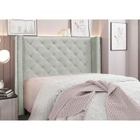 Cabeceira Cama Box Solteiro 90 Cm Vicenza Veludo S04 Cor Prata - 4