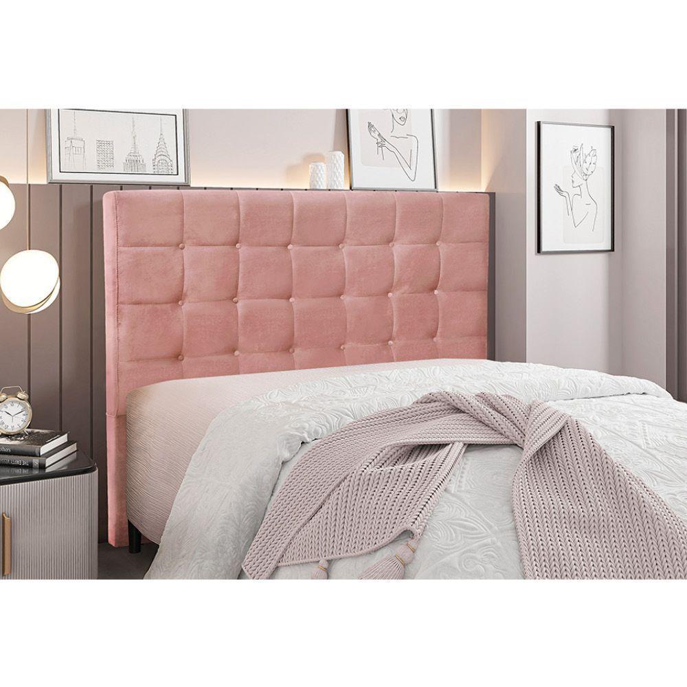 Cabeceira Cama Box King 195 Cm Verona Veludo S04 Cor Rosa - 4