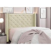 Cabeceira Cama Box Queen 160 Cm Vicenza Veludo S04 Cor Bege - 4