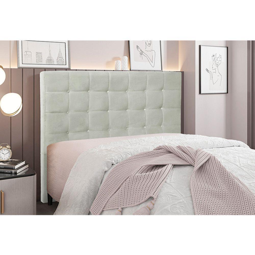 Cabeceira Cama Box King 195 Cm Verona Veludo S04 Cor Prata - 4