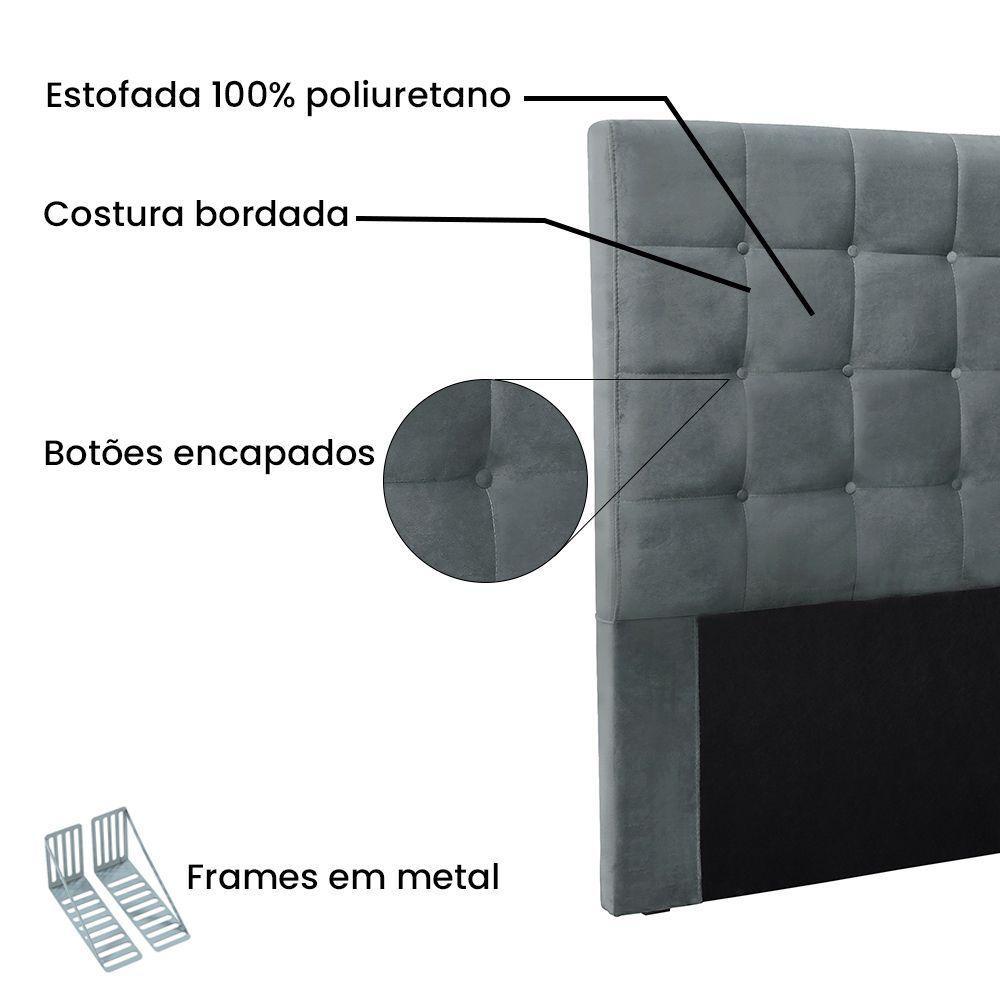 Cabeceira Cama Box Solteiro 90 Cm Verona Veludo S04 Cor Cinza - 3