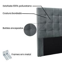 Cabeceira Cama Box Solteiro 90 Cm Verona Veludo S04 Cor Cinza - 3