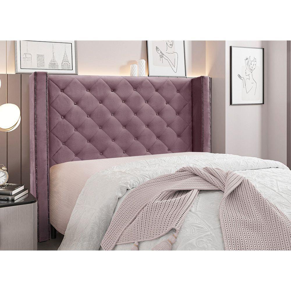 Cabeceira Cama Box Queen 160 Cm Vicenza Veludo S04 Cor Uva - 4