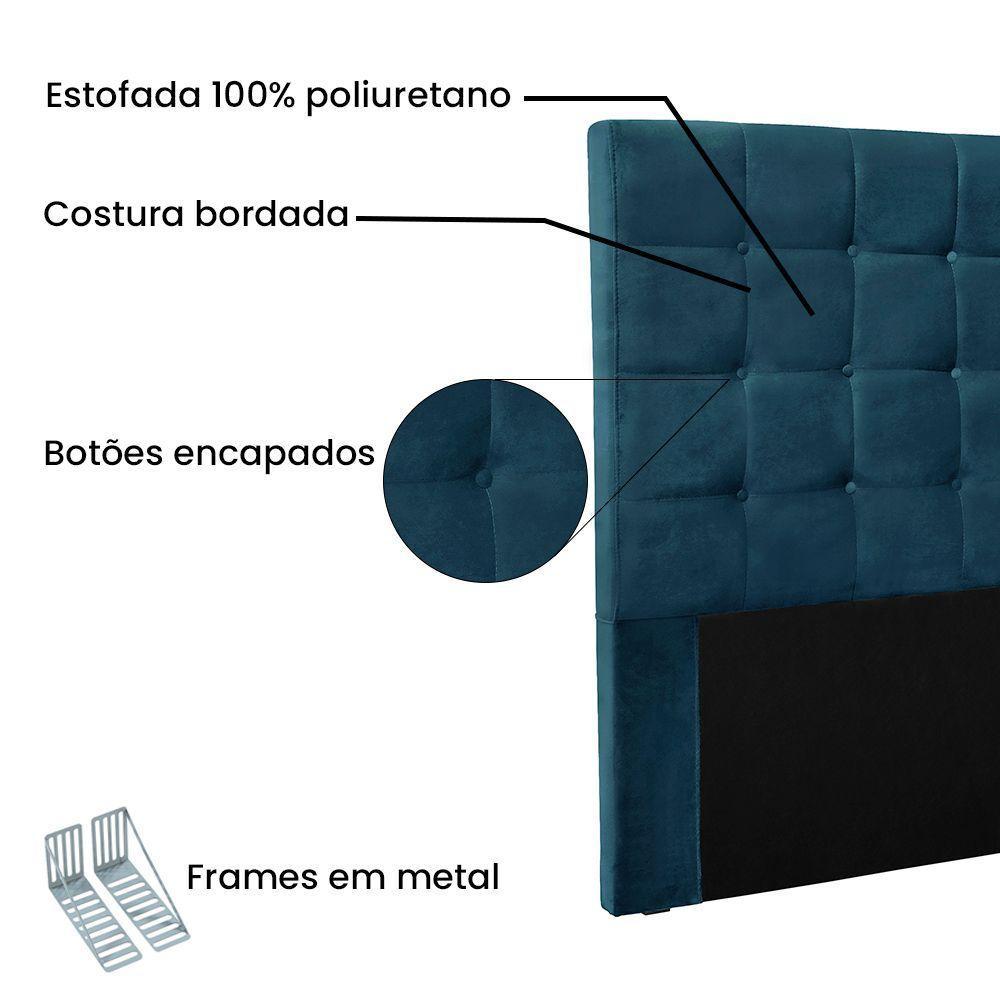 Cabeceira Cama Box King 195 Cm Verona Veludo S04 Cor Azul Marinho - 3