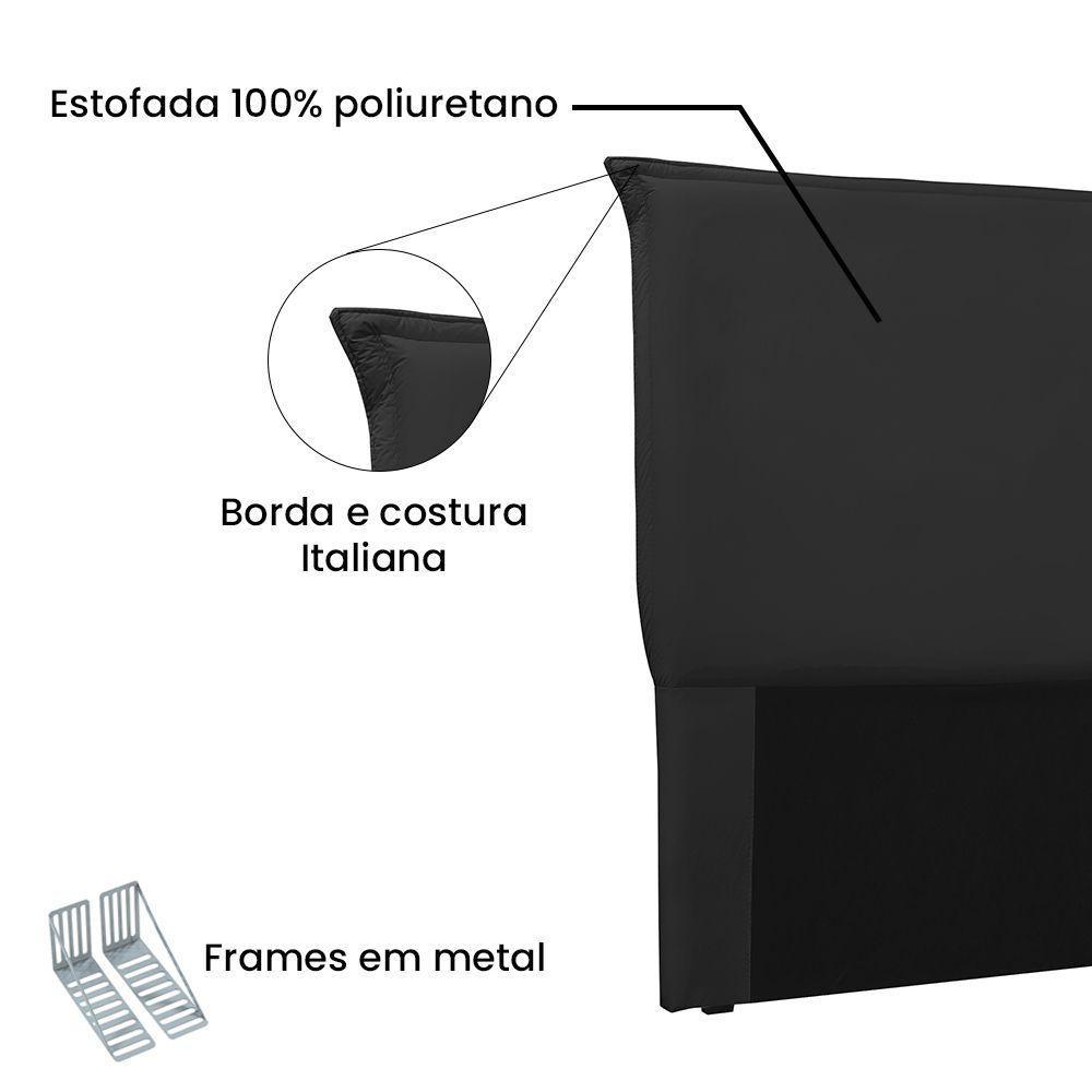 Cabeceira Cama Box Casal 140 Cm Garden Veludo S04 Cor Preto - 3