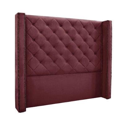 Cabeceira Cama Box Solteiro 90 Cm Vicenza Veludo S04 Cor Vinho