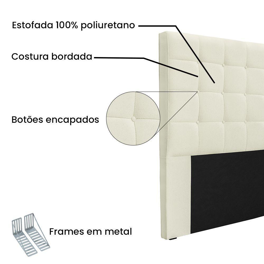 Cabeceira Cama Box Solteiro 90 Cm Verona Linho S04 Cor Natural - 3