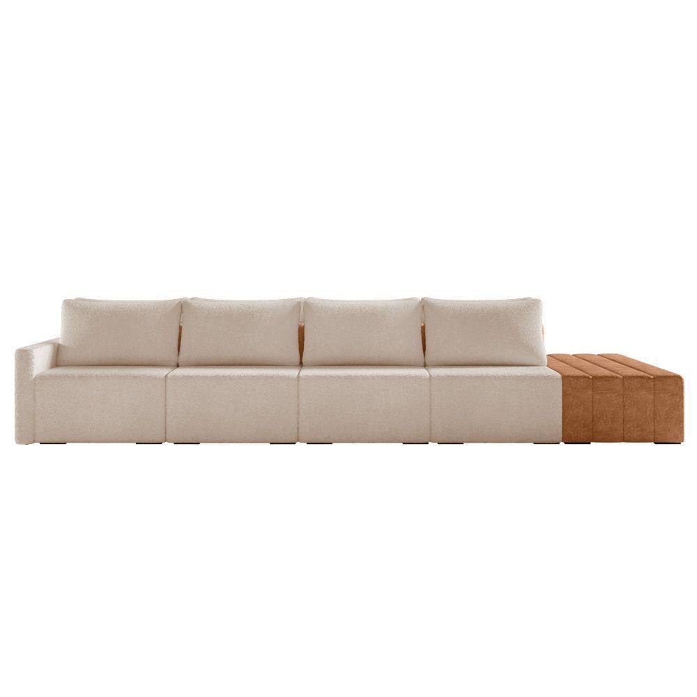 Sofá Ilha 4 Lugares Living 392cm Modulado Lary Bouclê K01 Cor Creme - 2