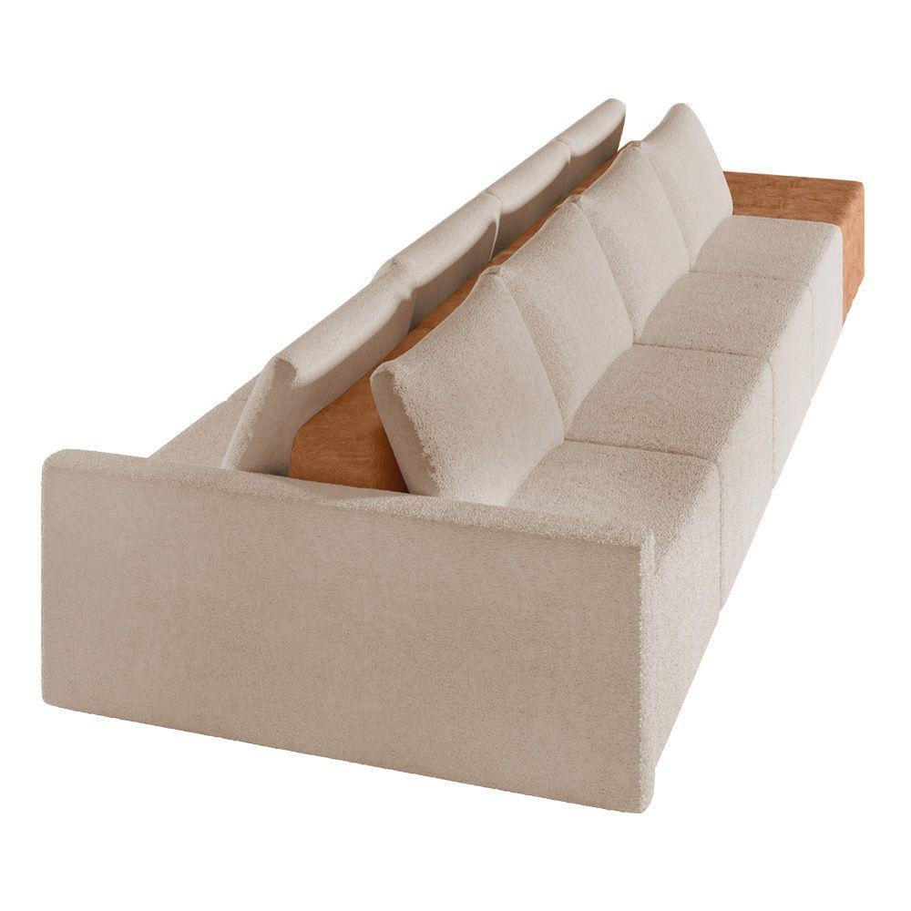 Sofá Ilha 4 Lugares Living 392cm Modulado Lary Bouclê K01 Cor Creme - 4