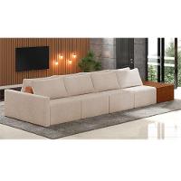 Sofá Ilha 4 Lugares Living 392cm Modulado Lary Bouclê K01 Cor Creme - 6