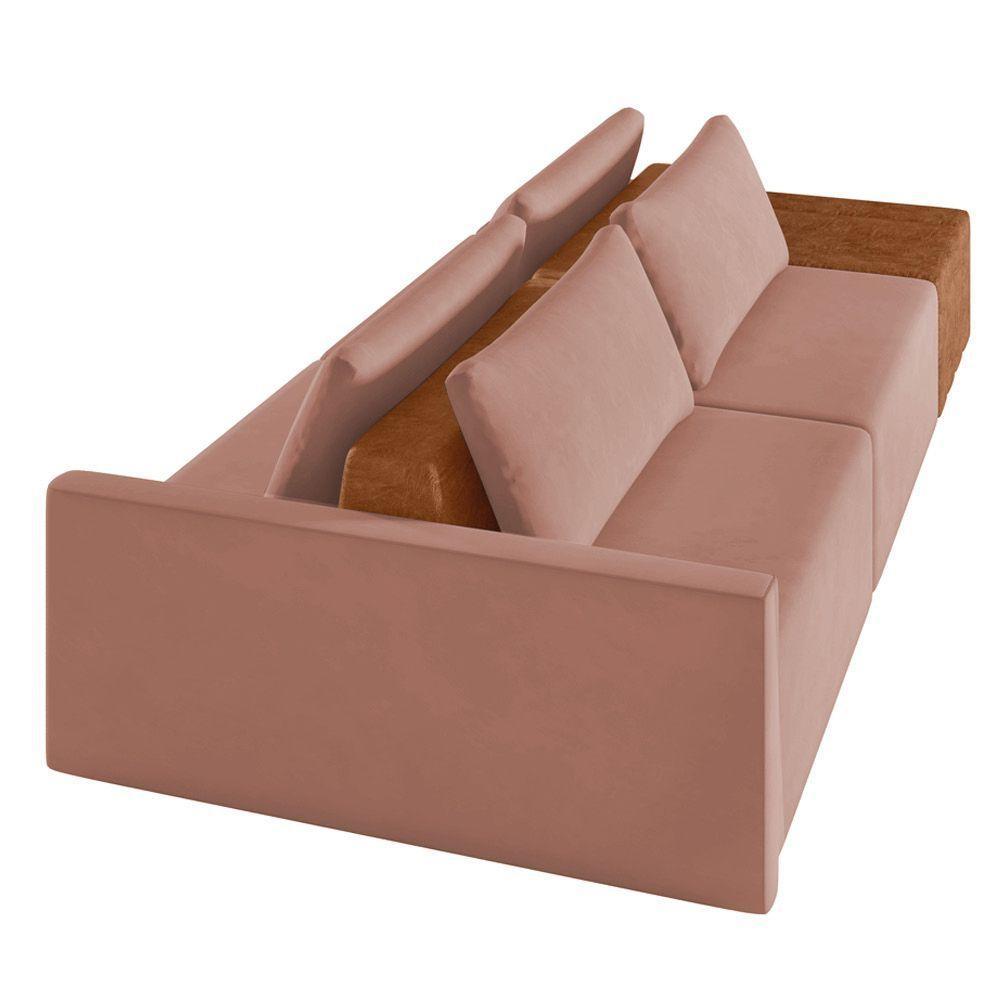 Sofá Ilha 2 Lugares Living 252cm Modulado Lary Veludo K01 Cor Rose - 4