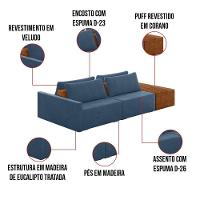 Sofá Ilha 2 Lugares Living 252cm Modulado Lary Veludo K01 Cor Azul Marinho - 5