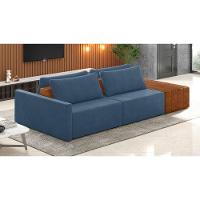 Sofá Ilha 2 Lugares Living 252cm Modulado Lary Veludo K01 Cor Azul Marinho - 6