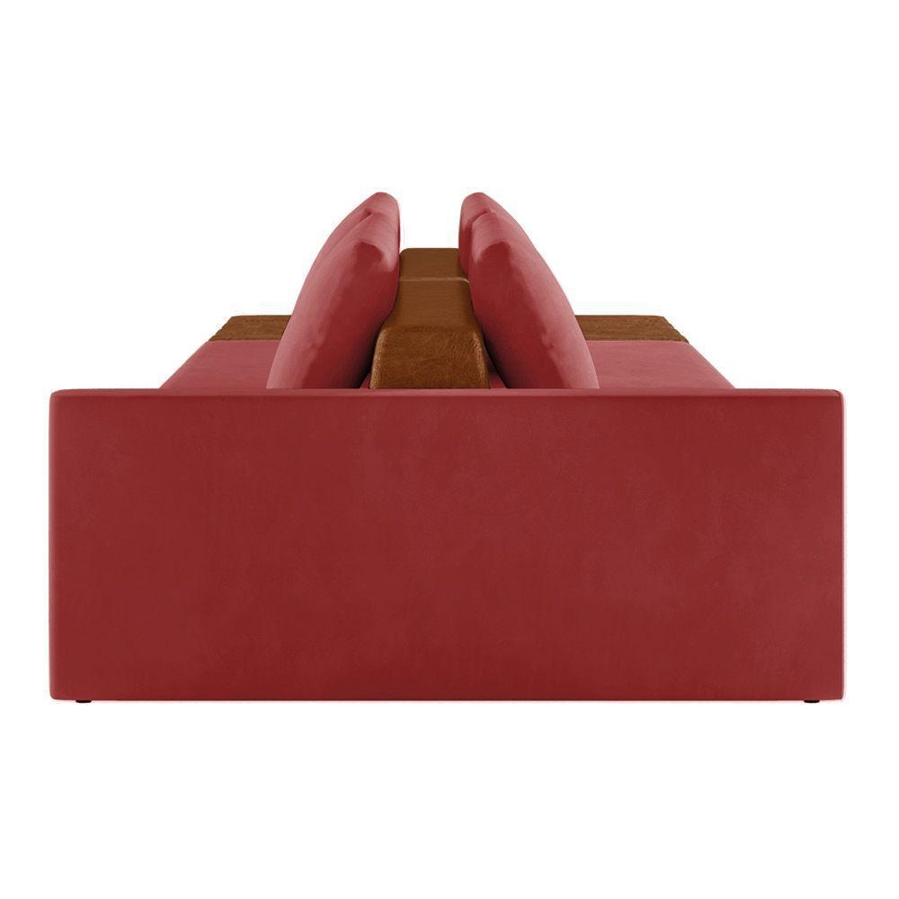Sofá Ilha 2 Lugares Living 272cm Modulado Lary Veludo K01 Cor Vermelho - 3