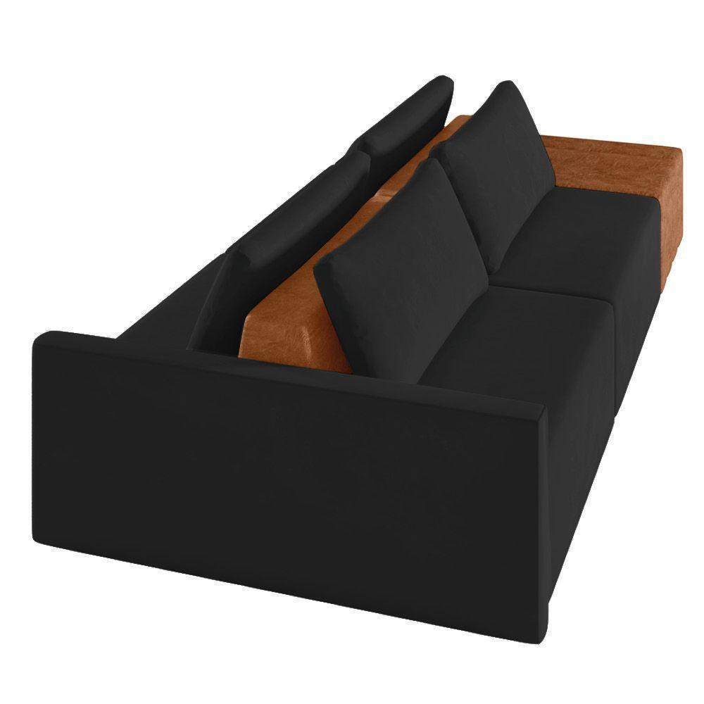 Sofá Ilha 2 Lugares Living 252cm Modulado Lary Veludo Preto K01 - D'rossi - 4