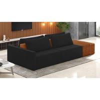 Sofá Ilha 2 Lugares Living 252cm Modulado Lary Veludo Preto K01 - D'rossi - 6