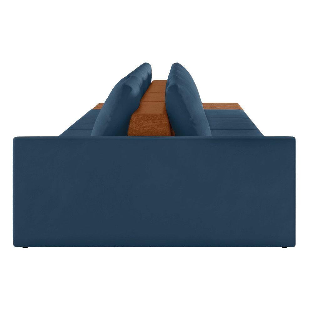 Sofá Ilha 4 Lugares Living 392cm Modulado Lary Veludo Azul Marinho K01 - D'rossi - 7