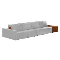 Sofá Ilha 4 Lugares Living 392cm Modulado Lary Veludo K01 Cor Cinza - 1